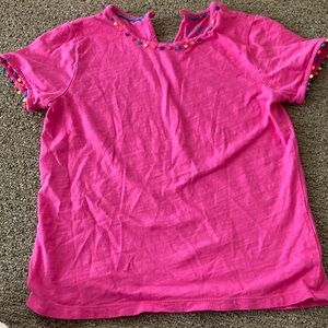 Miniboden Rainbow pompom fuschia tshirt 8-9y